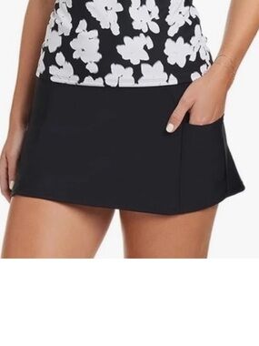 New! Ellen Tracy Black Swim Skort, Size XL